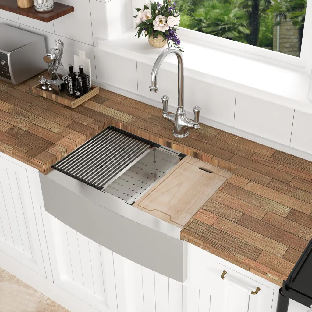 30 Inch Farmhouse Kitchen Sink Workstation Stainless Steel Single Bowl 30x21x9 lordear