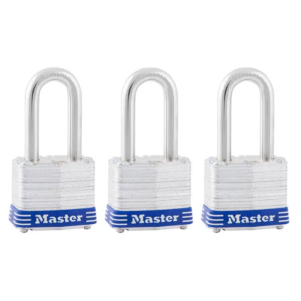 Master Lock 3TRILF Laminated Steel Padlock 1-9/16" 3-Pack Secure Locking Solutions
