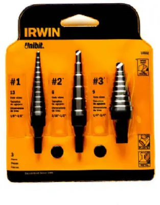 Irwin Tools Unibit Fluted Cutting Edge Step Drill Set 3-Piece Metal Drilling