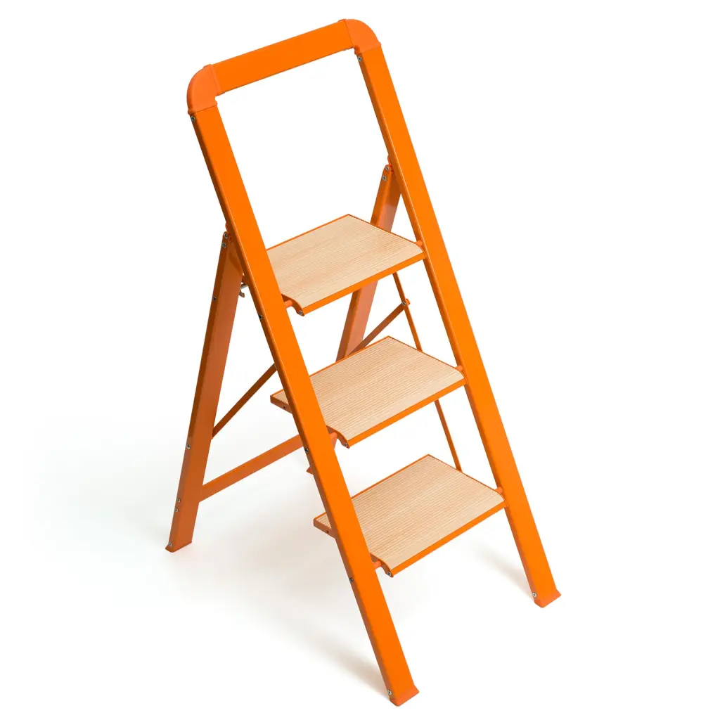 3 Step Folding Ladder Stool Adults Wide Anti Slip Pedal cubehom