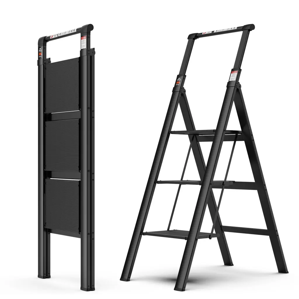 3 Step Ladder Retractable Handgrip and Anti Slip Folding Step Stool dation ladder
