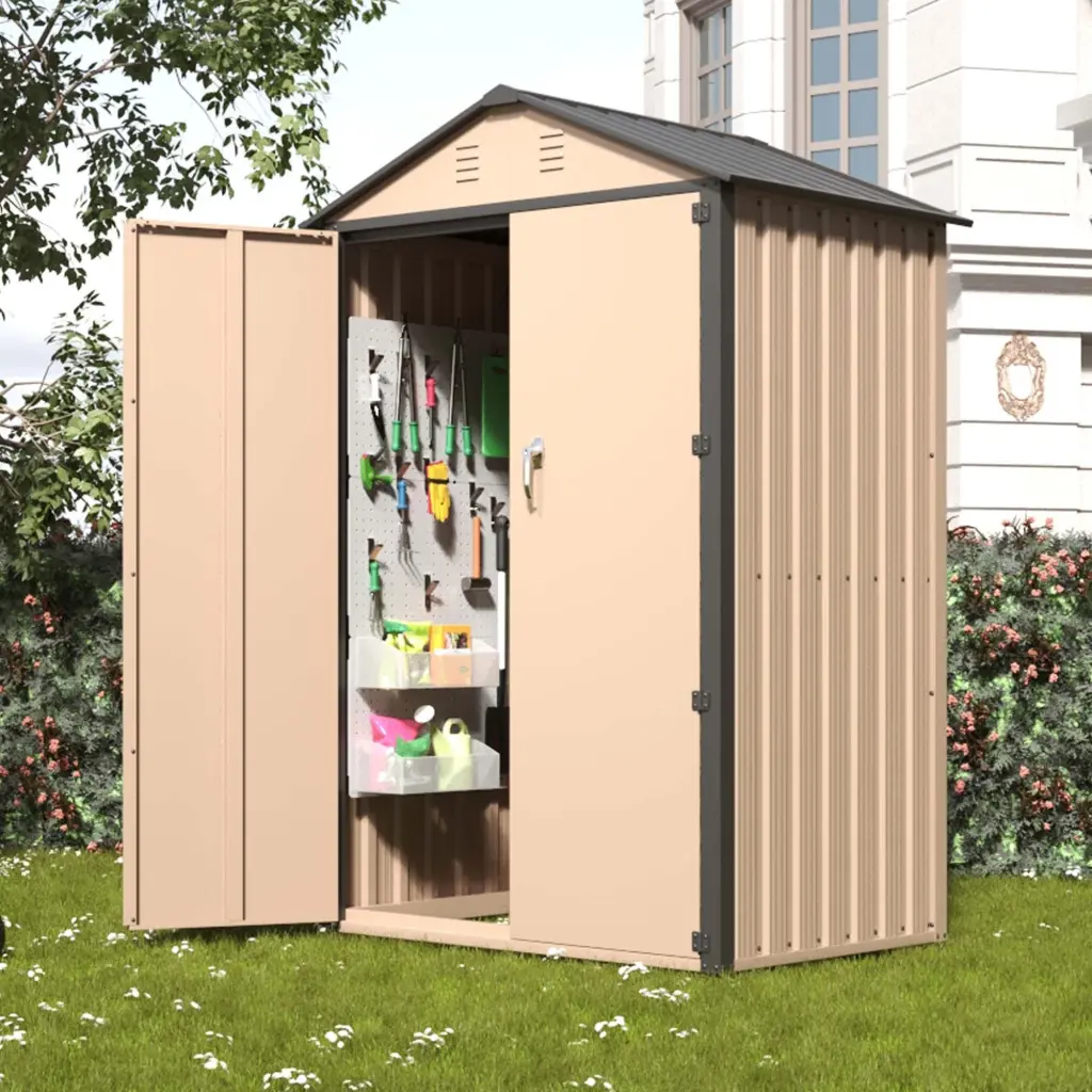 6X4X3 Ft Outdoor Storage Shed Steel Metal Lockable Garden Shed makeace art home furniture