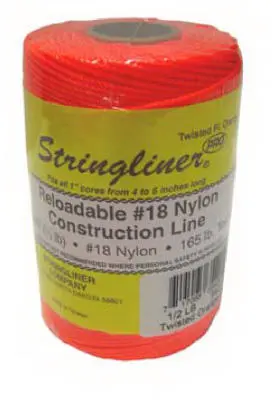 Stringliner Nylon Twisted Construction Line 540' Fluorescent Orange Masonry String