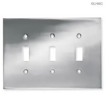 Brainerd 66899 Concave Triple Switch Wall Plate Polished Chrome Standard Switches