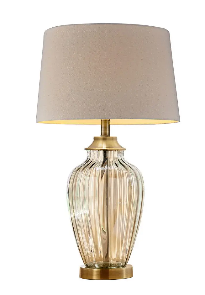 28.5 Inch Tall Crystal Table Lamp Precious Metal Gaze Antique Finish california home