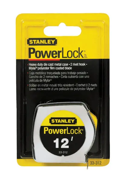 Stanley 33-312 PowerLock Tape Measure 12 ft L X 0.75 W Professional and DIY Use