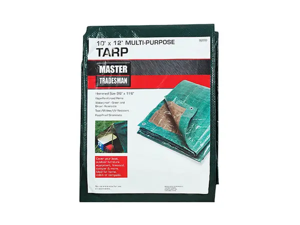 Master Tradesman MT-10-X-12-GREEN/BRO Polyethylene Storage Tarp Cover 10 x 12 Feet Waterproof