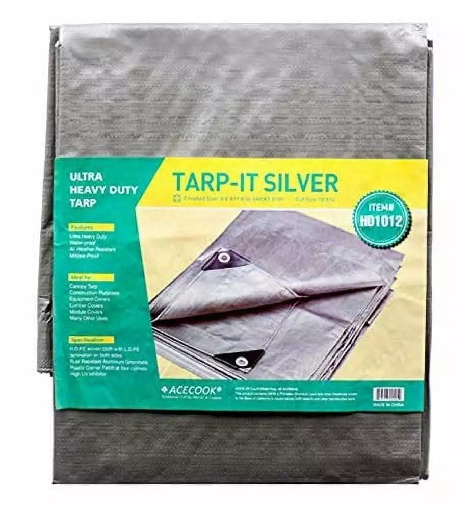 12 ft X 20 ft Waterproof Multi Purpose Silver Tarp Poly Cover Roof Car Foders
