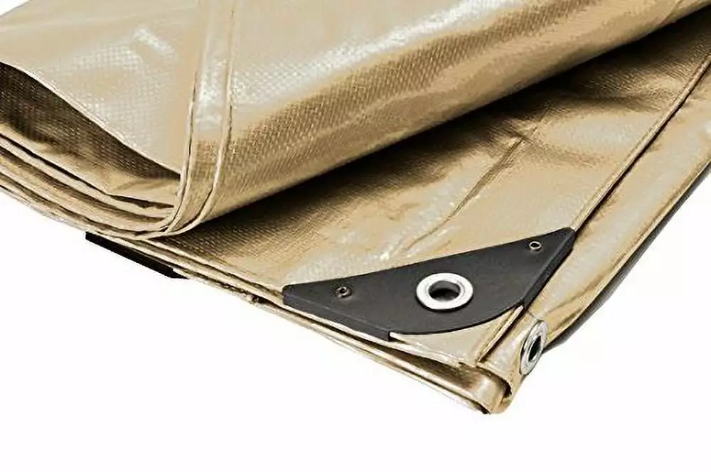 Canopies and Tarps Heavy Duty Tan Tarp 8' x 16' Waterproof & UV-Resistant SHINW
