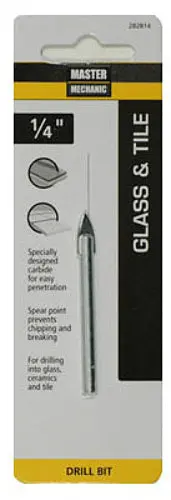 Master Mechanic 282814 1/4 Inch x 2-1/4 Inch Carbide Tipped Glass & Tile Drill Bit