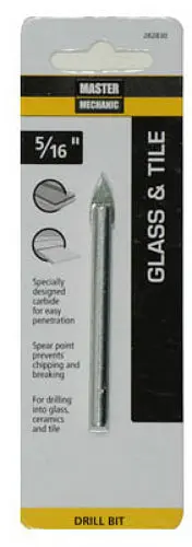 Master Mechanic 282830 5/16 Inch x 2-7/8 Inch Carbide Tipped Glass & Tile Drill Bit