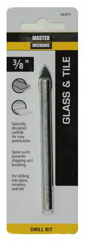 Master Mechanic 282855 3/8 Inch x 3-1/4 Inch Carbide Tipped Glass & Tile Drill Bit