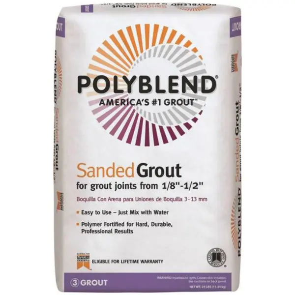 Polyblend PBG0925 Sanded Tile Grout 25 Lbs Natural Gray Floor and Wall Tiles