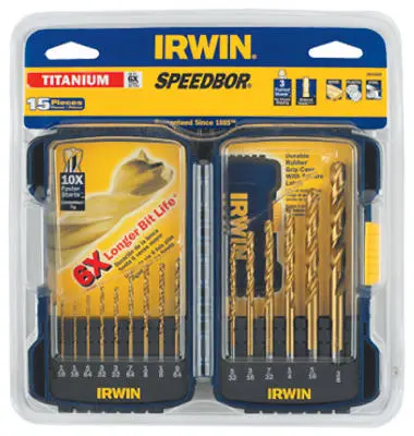 Irwin Tools 3018009 Speedbor Titanium Pro Drill Bit Set 15-Piece Professional Drilling
