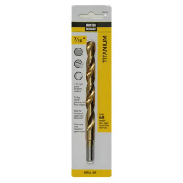 Master Mechanic 294769 Titanium Coated Drill Bit 3/8" Shank 7/16" x 5-1/2" Precision Drilling