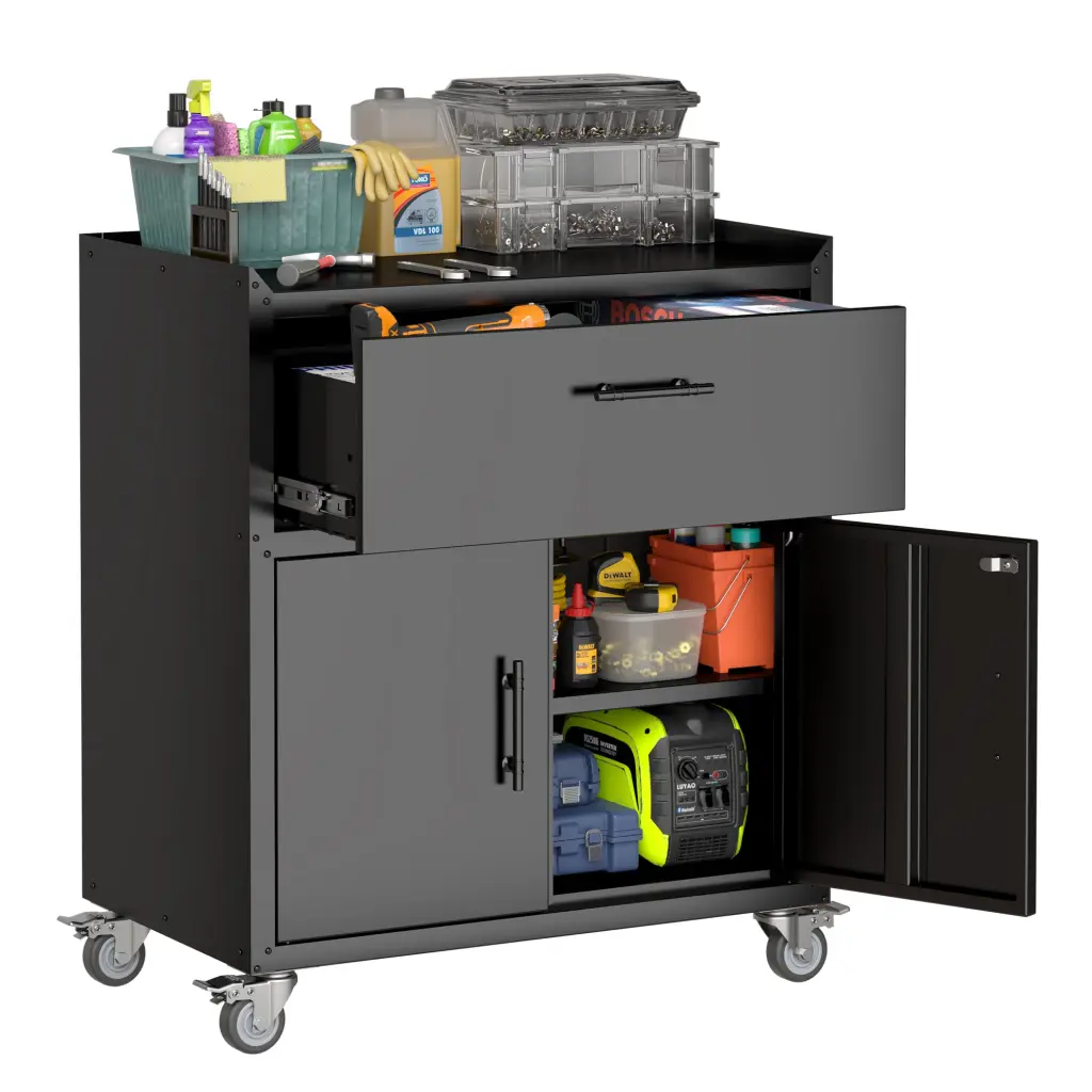 2 Door 1 Drawer Lockable Tool Cabinet Garage Storage morgie