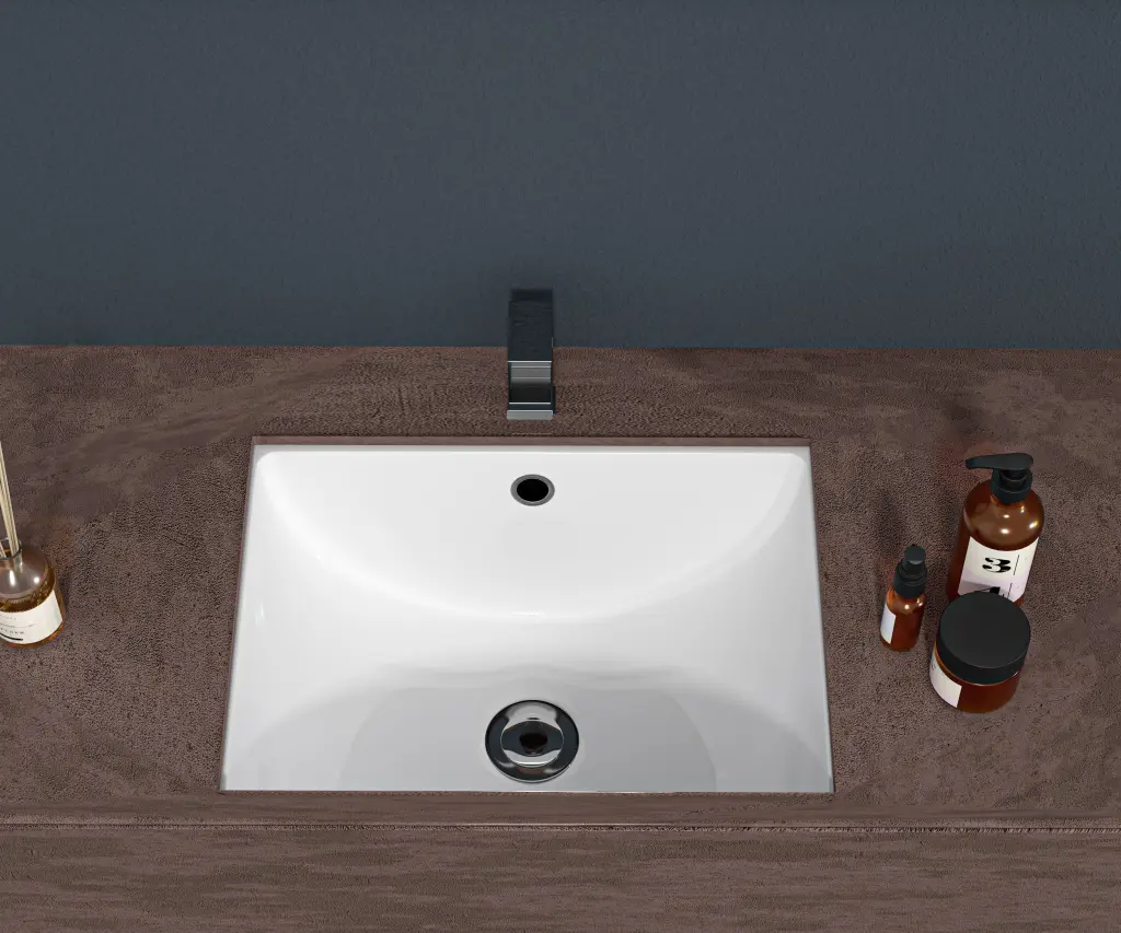18.5x14 Inch White Ceramic Rectangular Undermount Bathroom Sink Overflow lordear