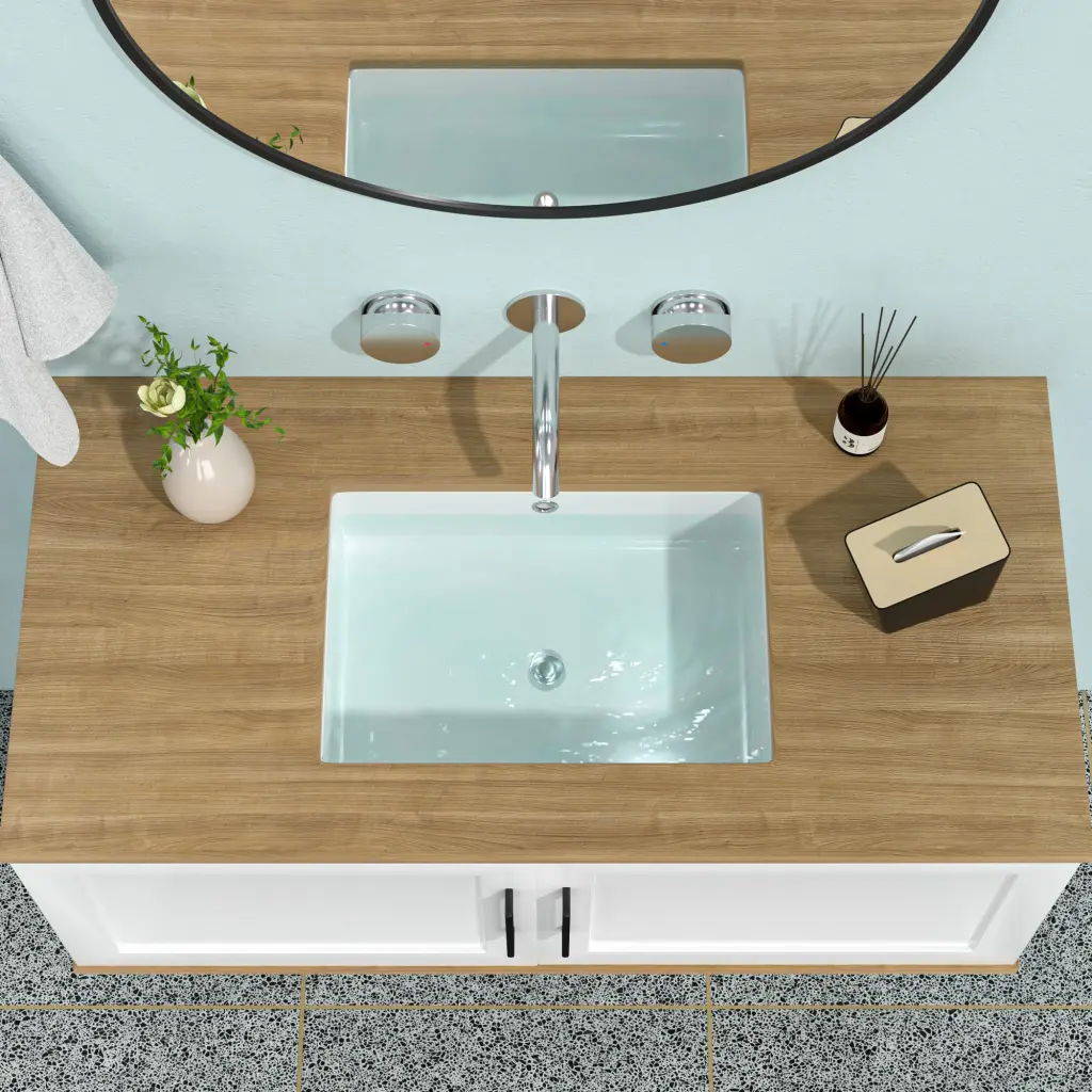 19.5 X14 Inch White Ceramic Rectangular Undermount Bathroom Sink Overflow lordear