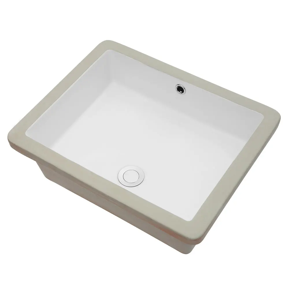 20x15.5 Inch White Ceramic Rectangular Undermount Bathroom Sink Overflow lordear