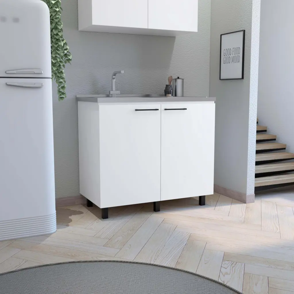 Napoles 2 Functionality Sink Cabinet Stainless Steel Countertop Integrated Sink tuhome