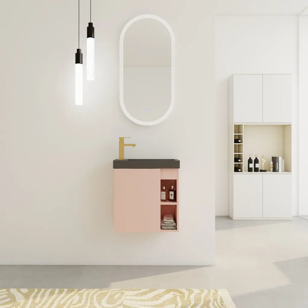 20 Inch Floating Wall Mounted Bathroom Vanity Resin Sink and Soft Close g-lemon