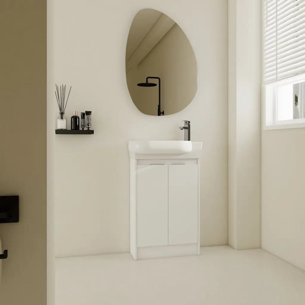 23 Inch Freestanding Bathroom Vanity Sink Soft Close Doors Glossy White g-lemon