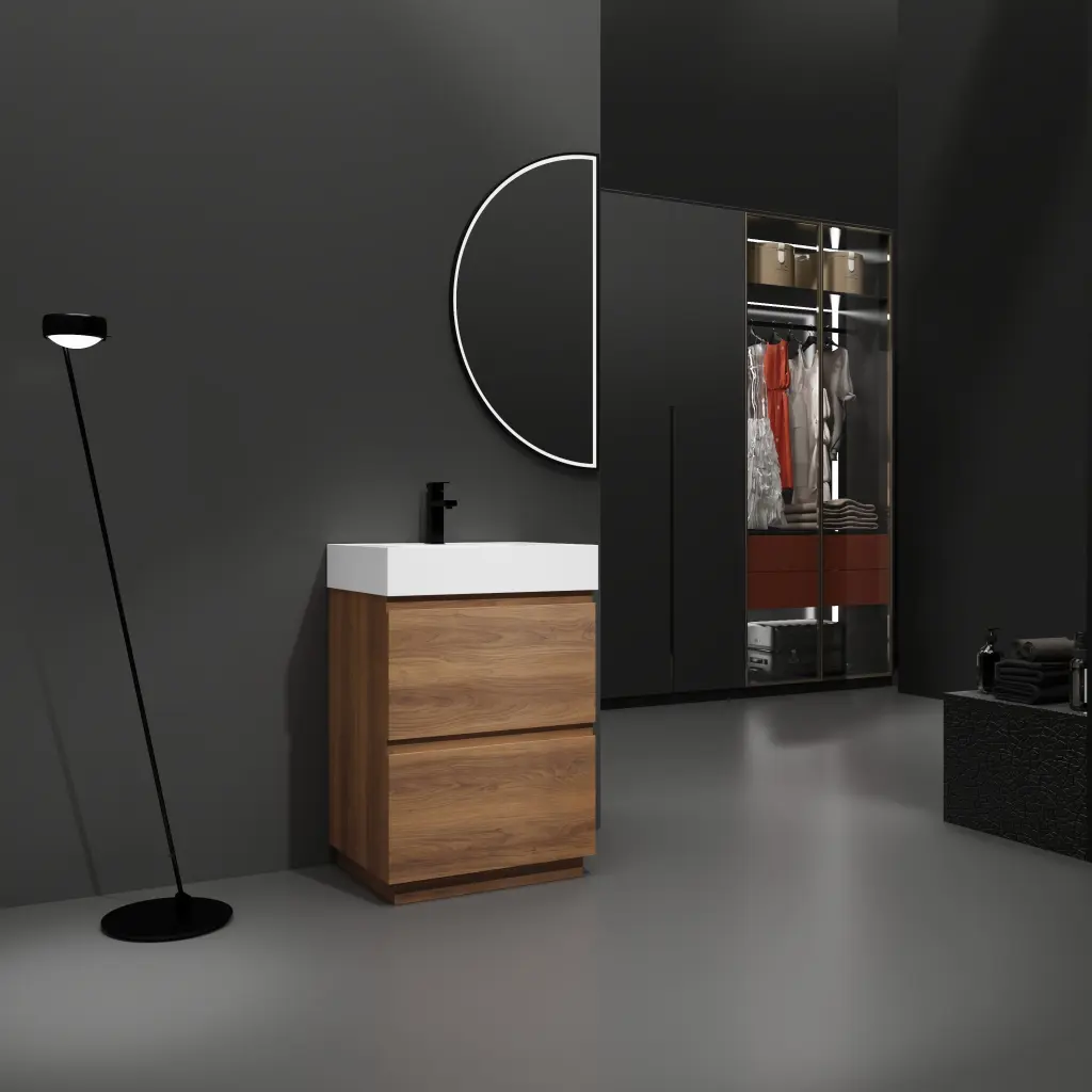 24 Inch Modern Bathroom Vanity Single Sink and Undermount Bundle levistar