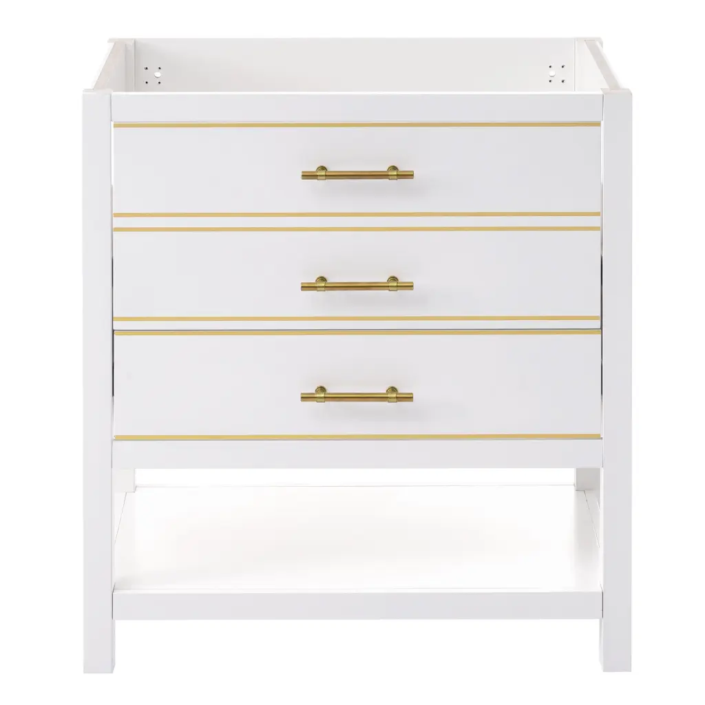 30 Inch Bathroom Vanity Cabinet White Solid Wood Sink Not Included rnb