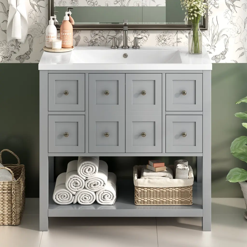 36 Inch Bathroom Vanity Undermount Sink Free Standing Vanity Set rnb