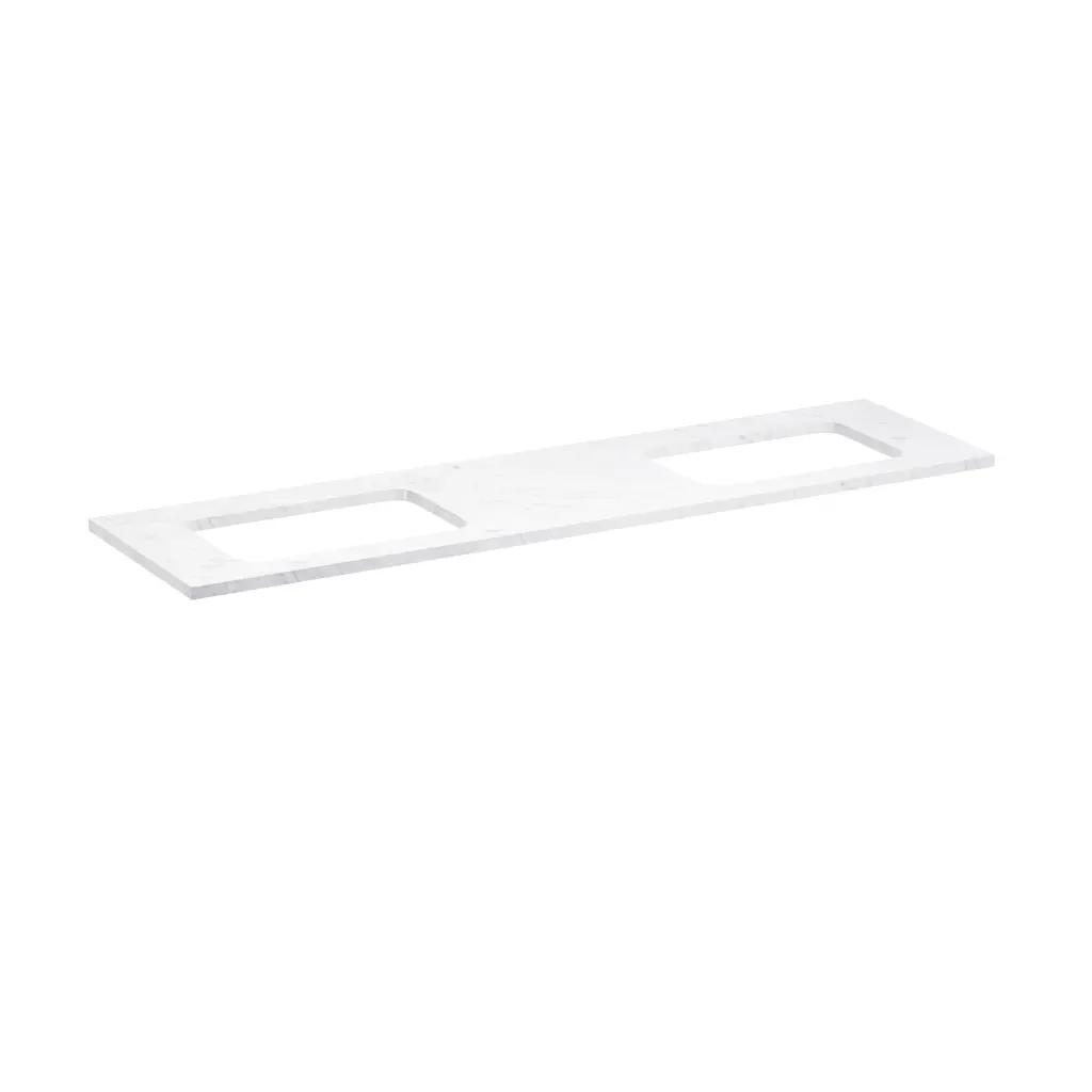 White Engineering Stone White Rectangular Double Sink Vanity Table rnb