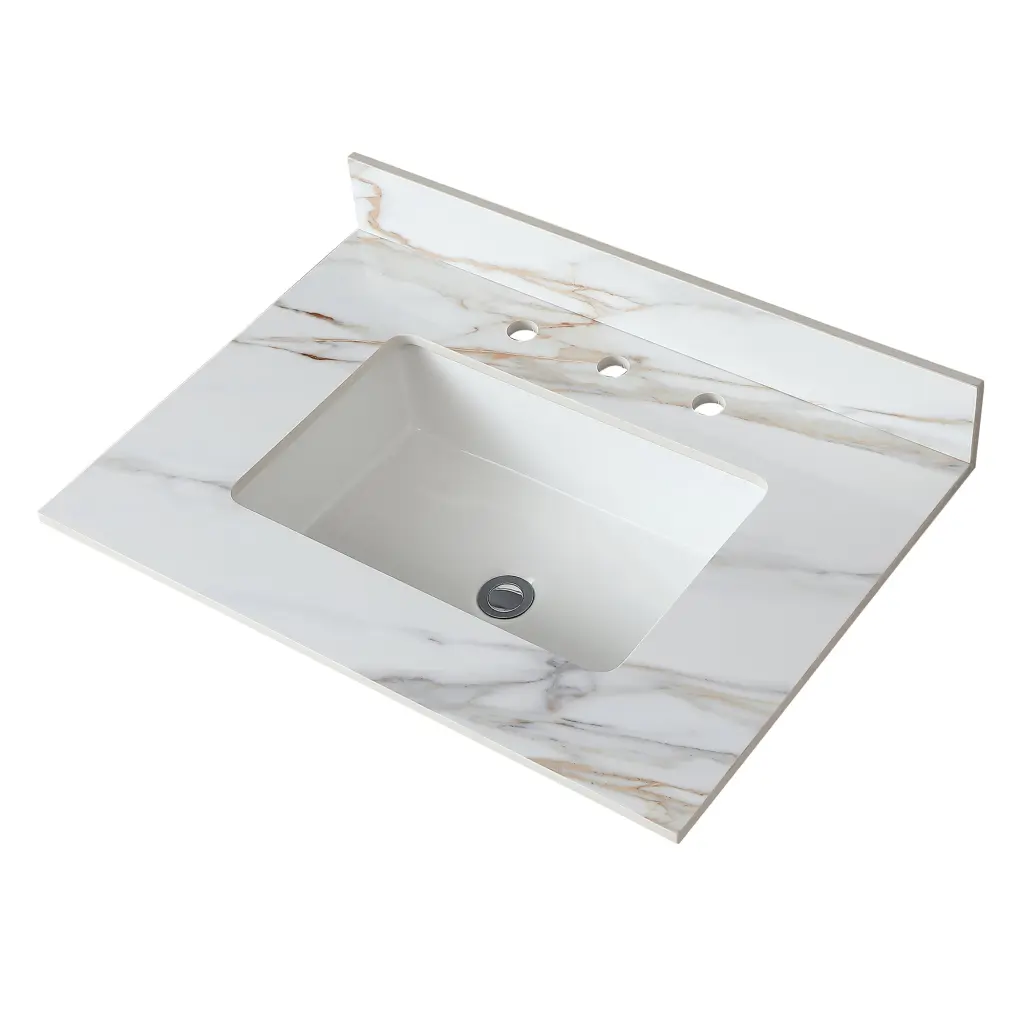 31 Inch Marble Vanity Top Undermount Rectangular Sink - Bathroom Vanity Top leavader
