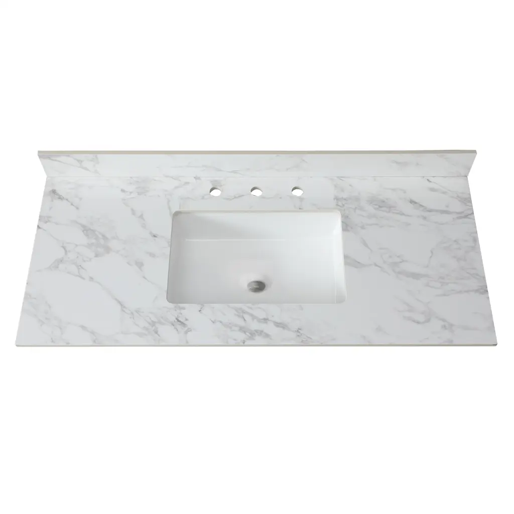 49x22 Inch Bathroom Vanity Top Sintered Marble Carra White Vanity Countertop montary