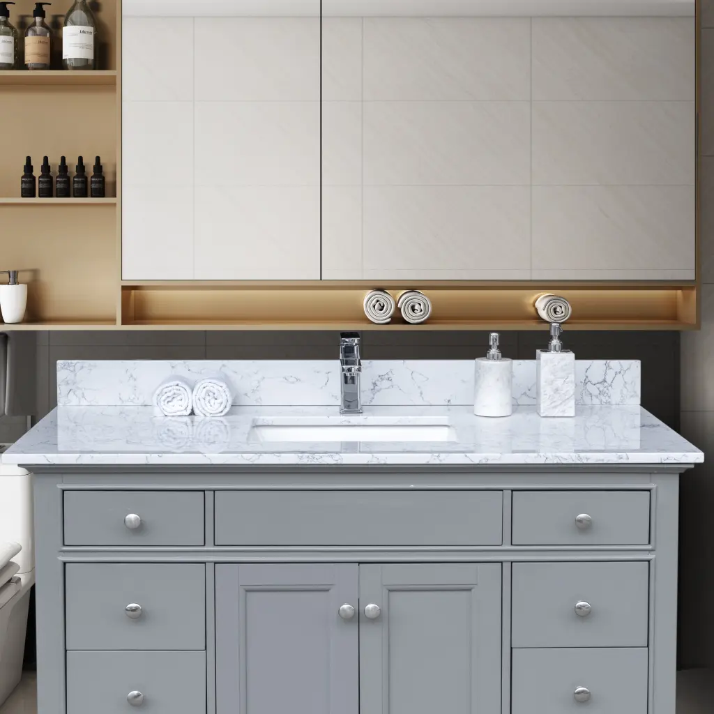 49 X 22 Inch Bathroom Stone Vanity Top Carrara Jade Engineered Marble montary