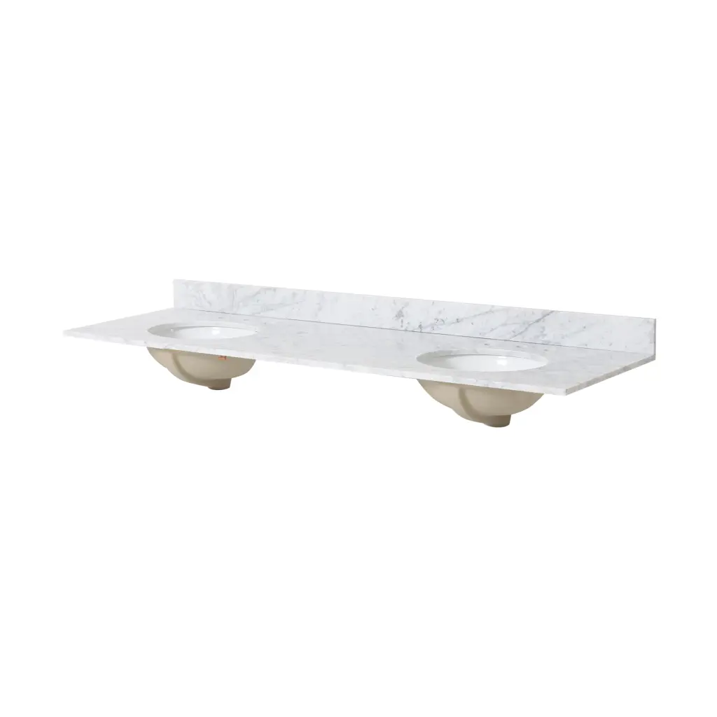 73 Inch Carrara White Marble Vanity Top Ceramic Sink nh-bo