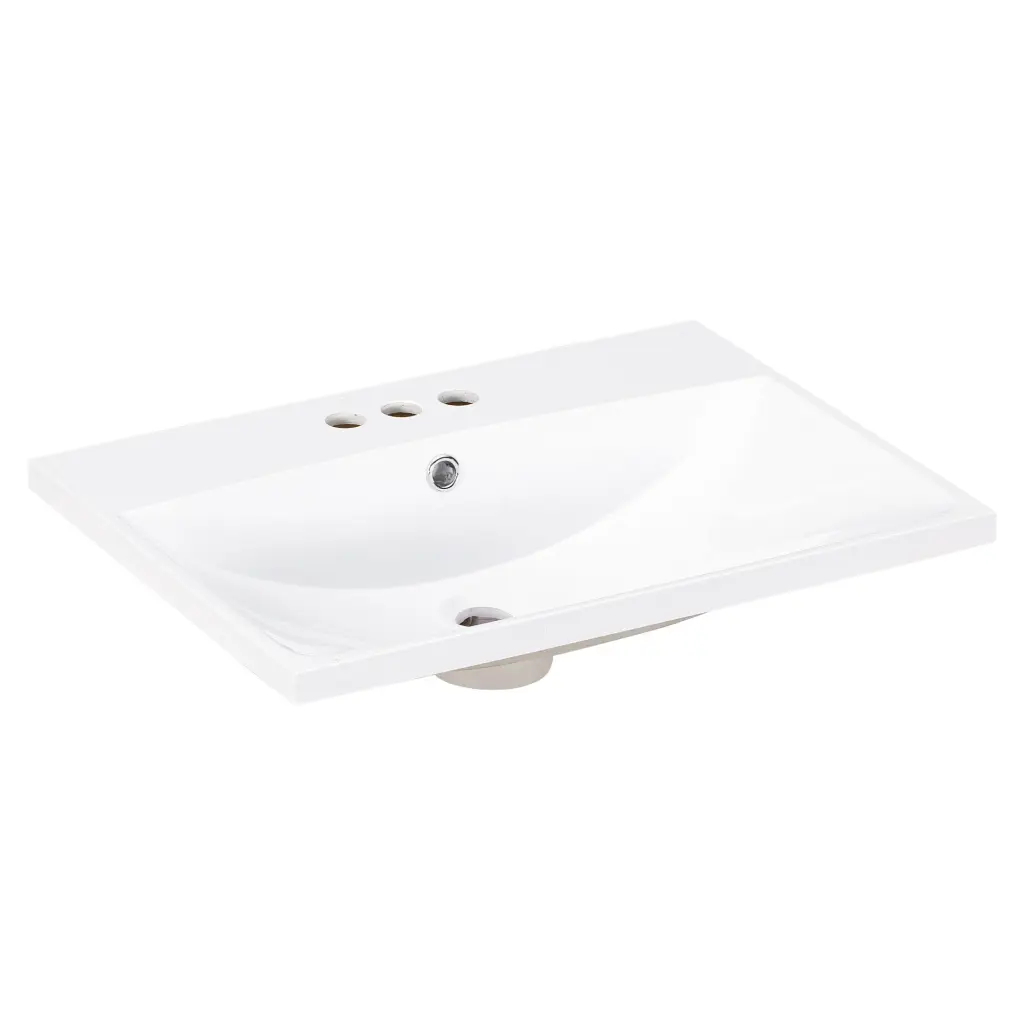 24 Inch Bathroom Vanity Top Only White Basin 3 Faucet Holes 4 Inch Faucet Area rnb