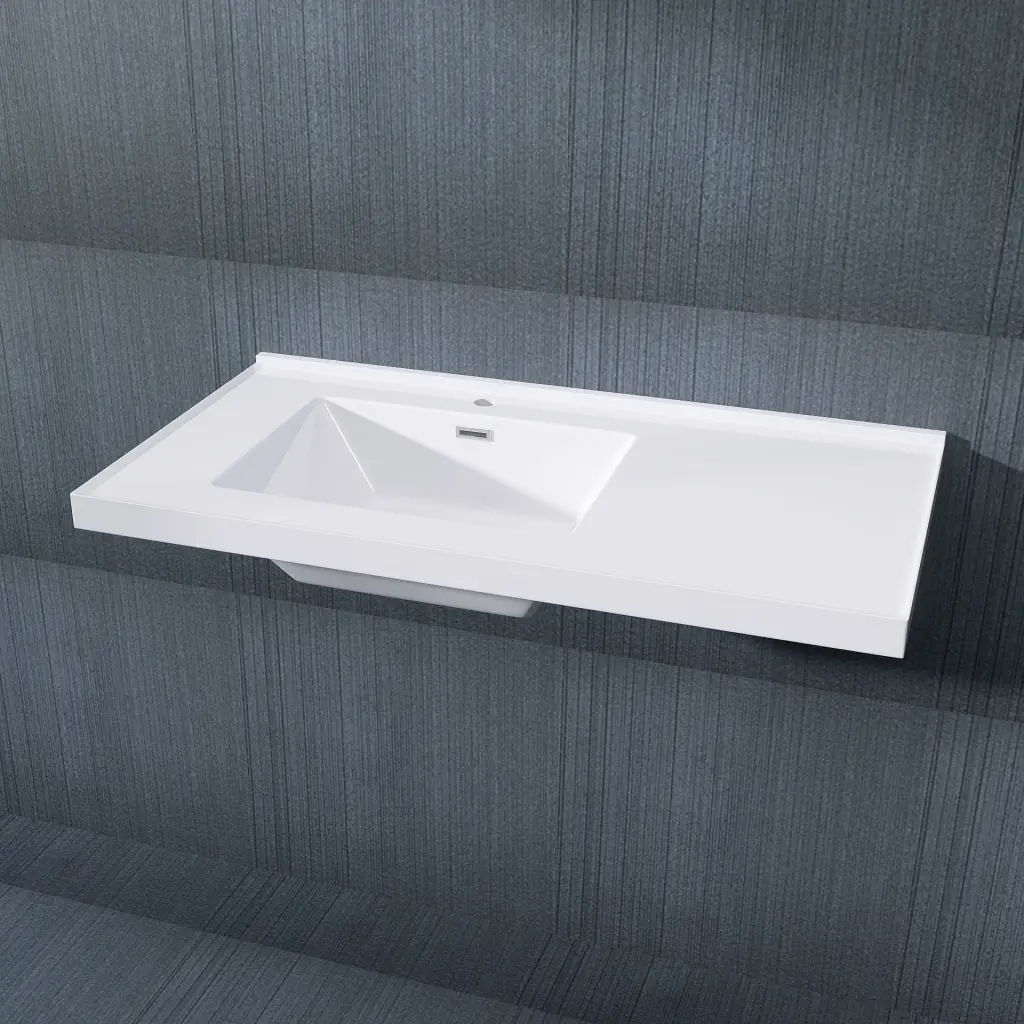 42 Inch Vanity Top Bathroom Sink Fit To 42 Inch Cabinets Glossy White Ceramic w995 bestgo