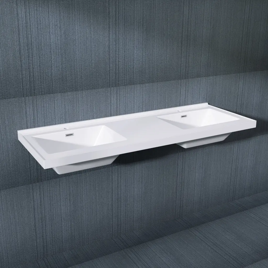 60 Inch Vanity Top Bathroom Sink Glossy White 60 Cabinets w995 bestgo
