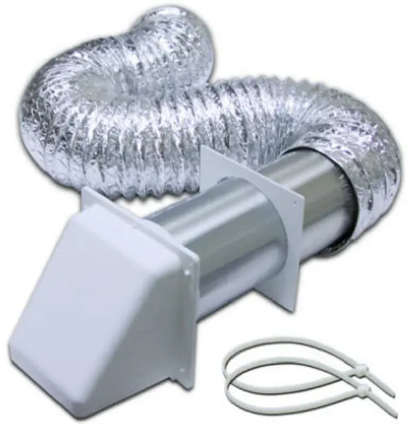 Lambro 1373W UL 2158A Transition Duct Preferred Hood Vent Kit White 4" x 5' Range Hoods