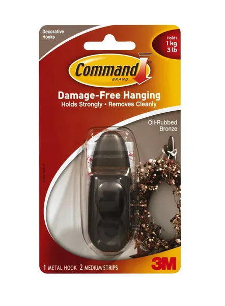 Command Forever Classic Metal Hook Medium Oil Rubbed Bronze