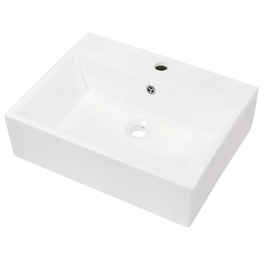 21X16 White Porcelain Rectangular Wall Mounted Bathroom Sink Faucet lordear