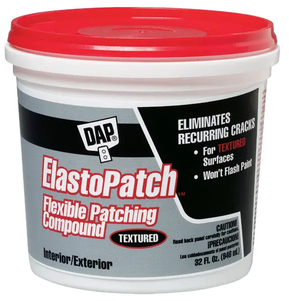 Dap 12288 Elastopatch Textured Flexible Patching Compound 1 Quart Off White Wall and Ceiling Repairs