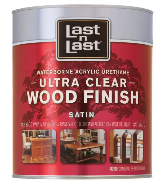 Last N Last 13104 1 Quart Satin Ultra Clear Waterborne Wood Finish Smooth Finish Last-N-Last