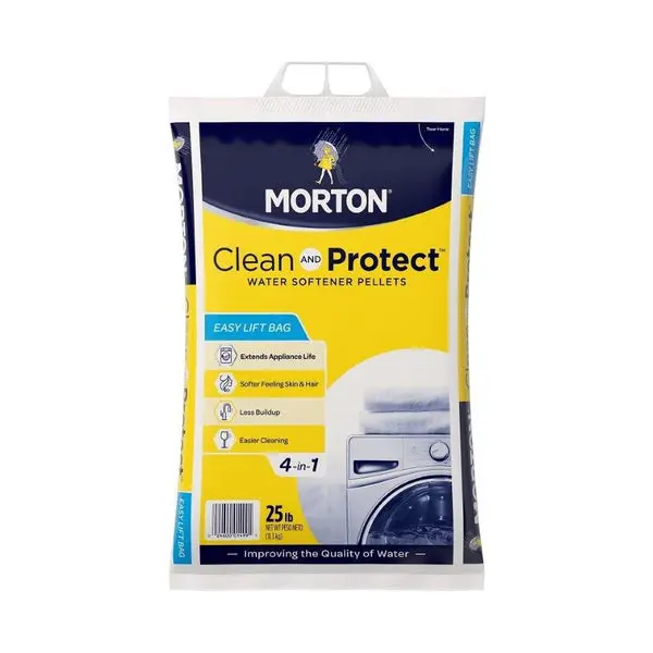 Morton Salt F124990000G Clean Protect Water Softening Pellet 25 lbs Home Water Softeners
