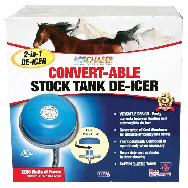 Farm Innovators H-418C Cast Aluminum 2--1 Convert-Able Tank De-Icer 1250W