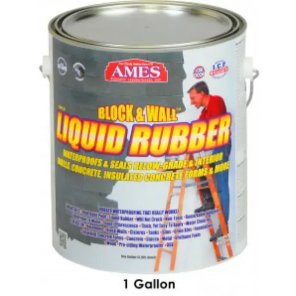Ames Research BWRF1 Water Base Block & Wall Liquid Rubber Coating 1 Gal White
