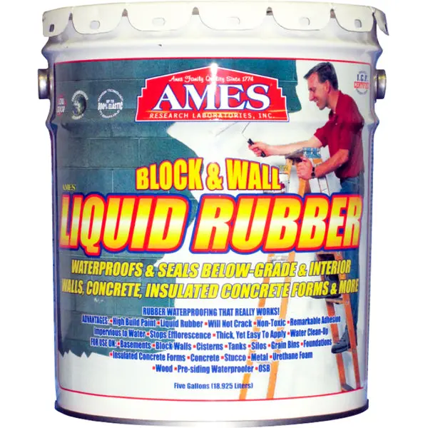 Ames Research BWRF5 Water Base Block & Wall Liquid Rubber Coating 5 Gal White