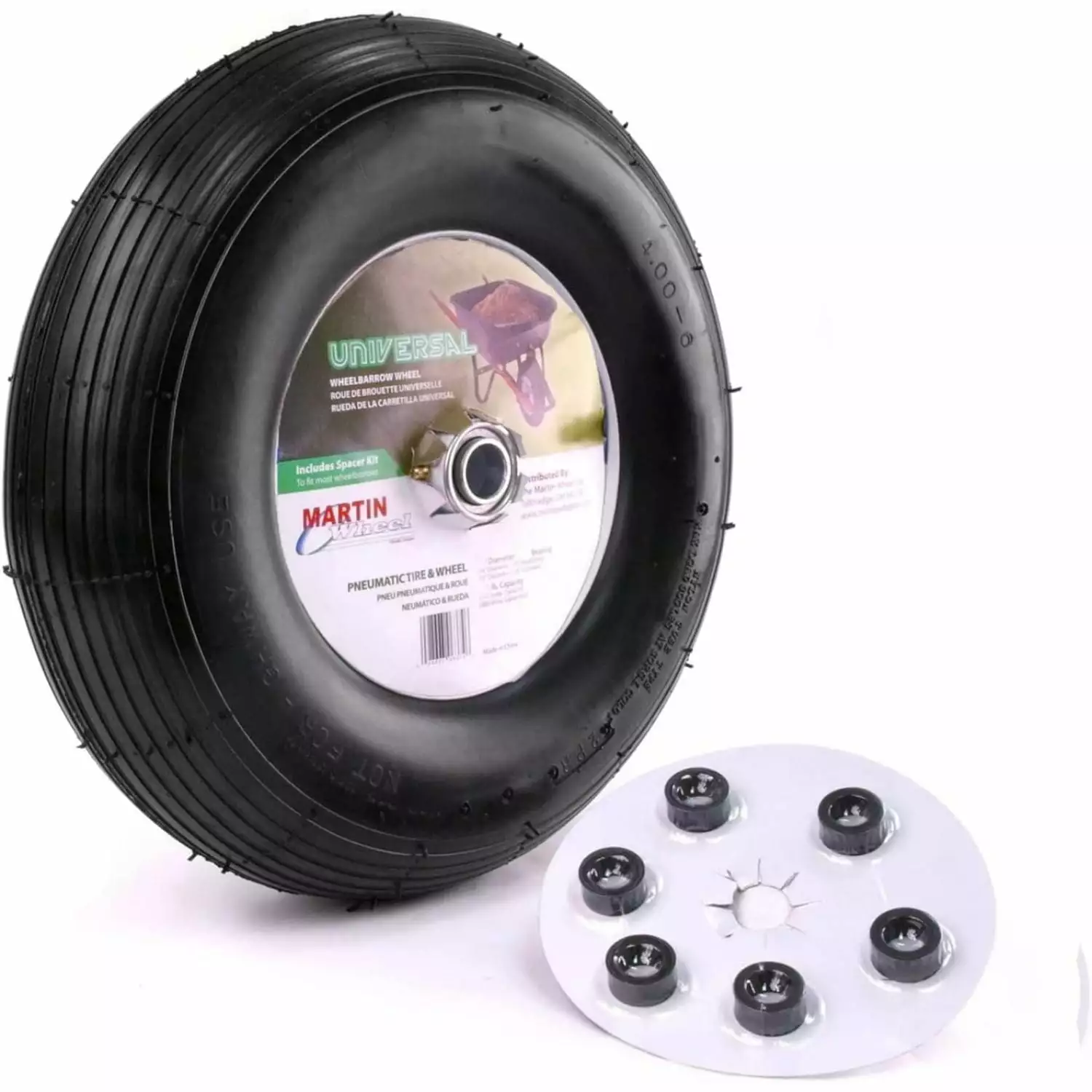 Martin Wheel 400-6 13 Pneumatic Wheelbarrow Wheel 6x5/8 Hub (406TTRIB32)