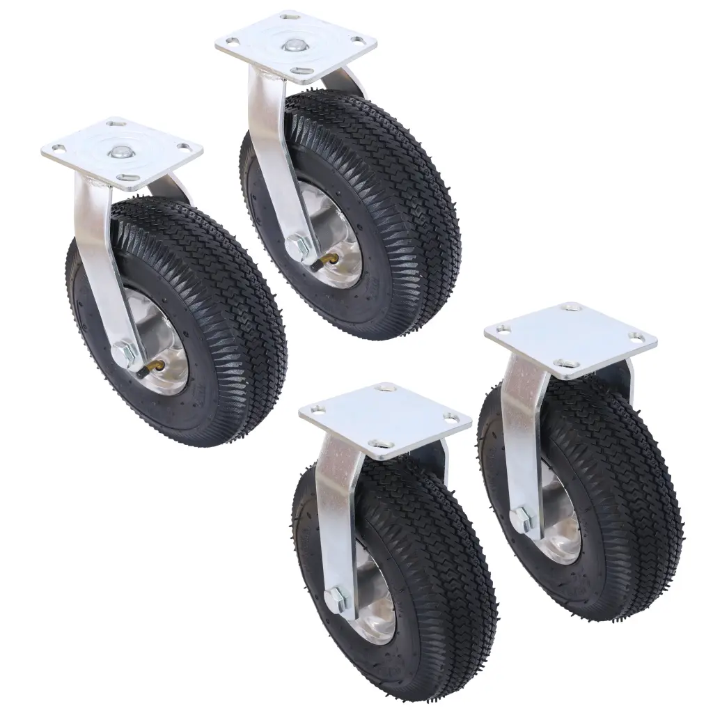 4Pcs 10In Caster Wheels 2 Swivel 2 Rigid Pneumatic Tire Furniture and Carts g-h