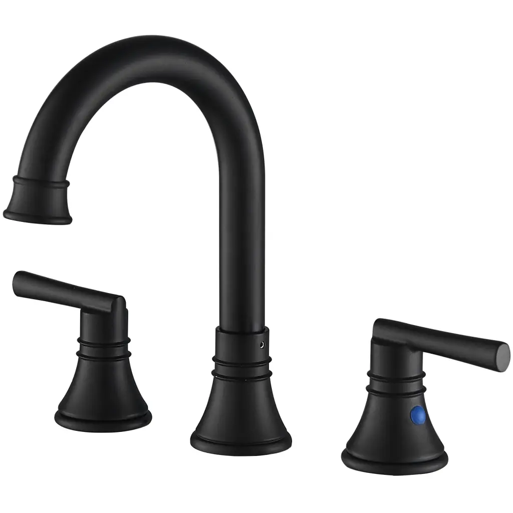 8 Inch Widespread Dual Handle J Spout Bathroom Sink Faucet Matte Black bathininc