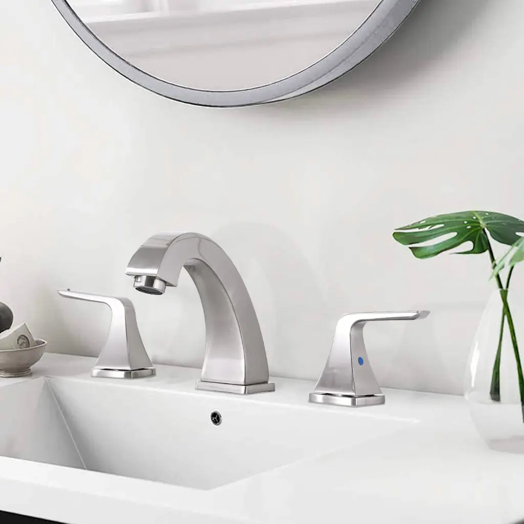 Widespread 2 Handles Bathroom Faucet Pop Up Sink Drain Brushed Nickel rnb